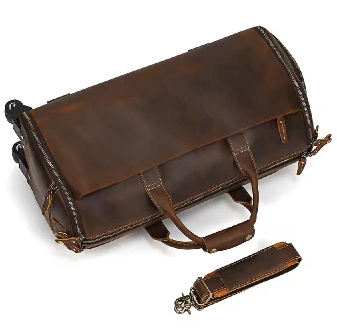 DAVID - Resväska i Äkta Läder med Hjul – Exklusiv Business- och Weekendväska