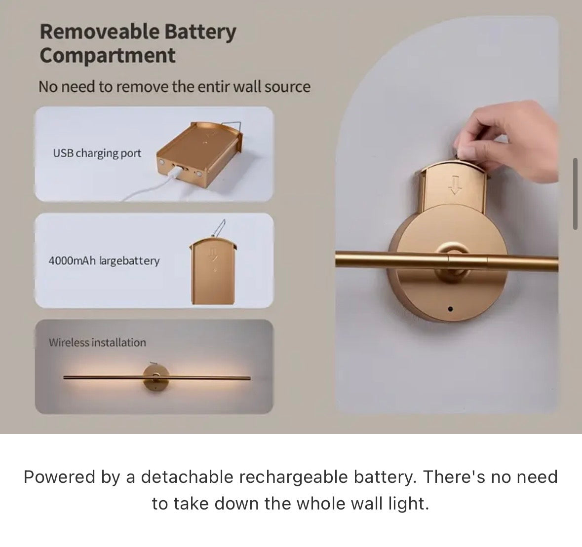 LUNOR – Trådlös designvägglampa