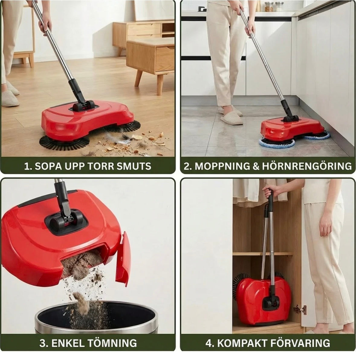 SWEEPX – 2-i-1 Sladdlös Sopborste & Dammsugare