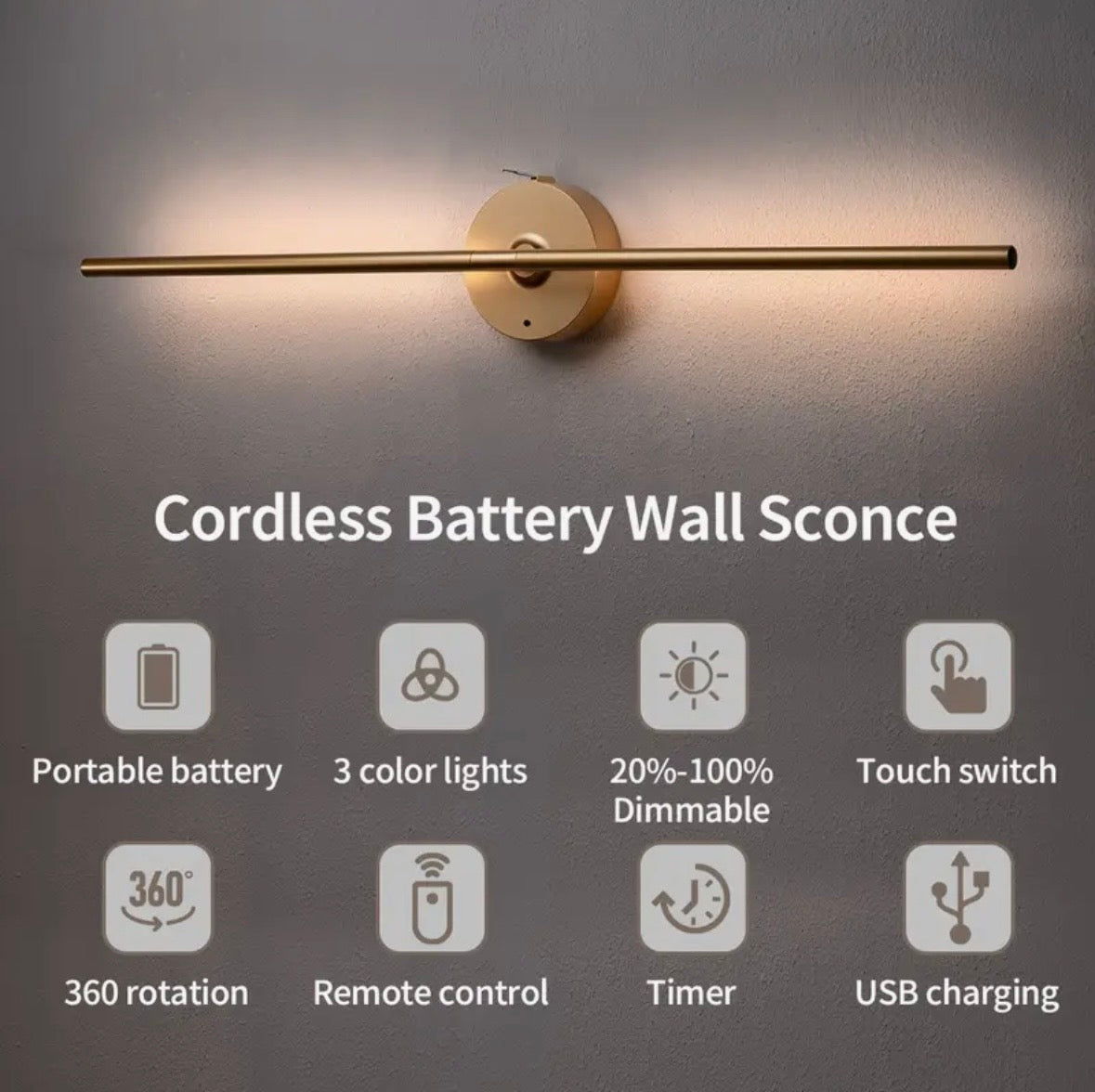 LUNOR – Trådlös designvägglampa