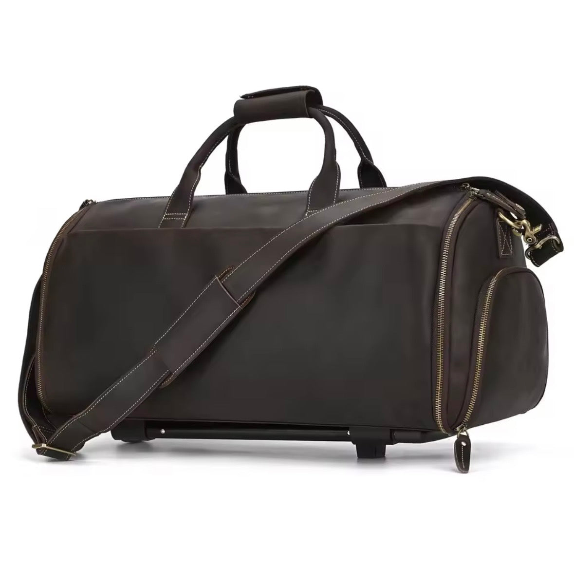 DAVID - Resväska i Äkta Läder med Hjul – Exklusiv Business- och Weekendväska