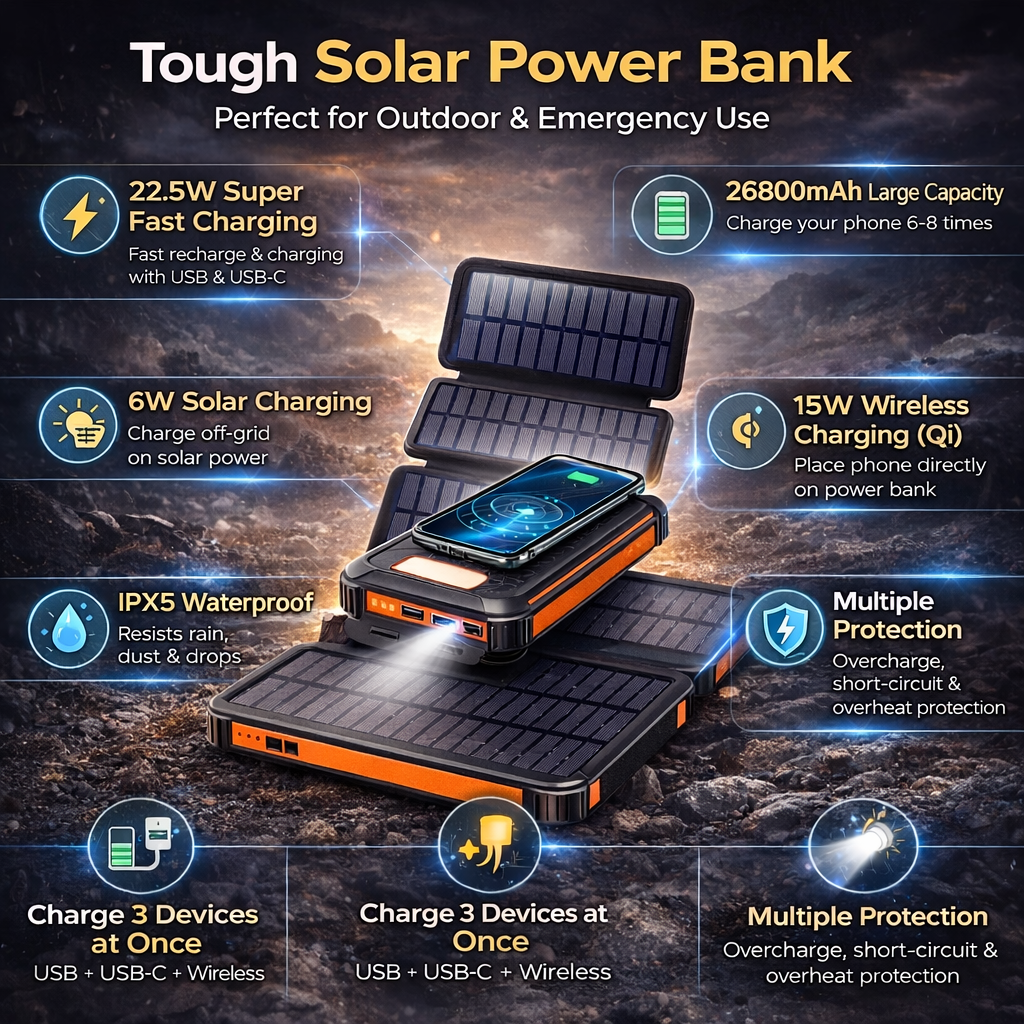 SOLKRAFT – Portabel Solcellspowerbank