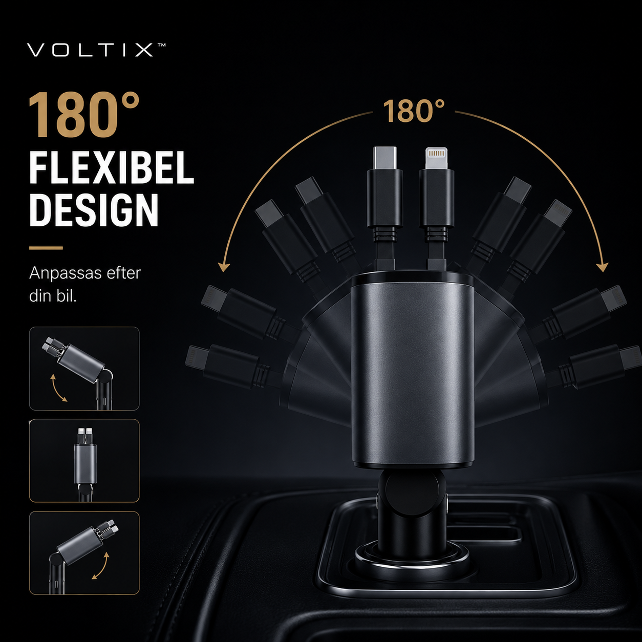 VOLTIX - Snabb utdragbar billaddare