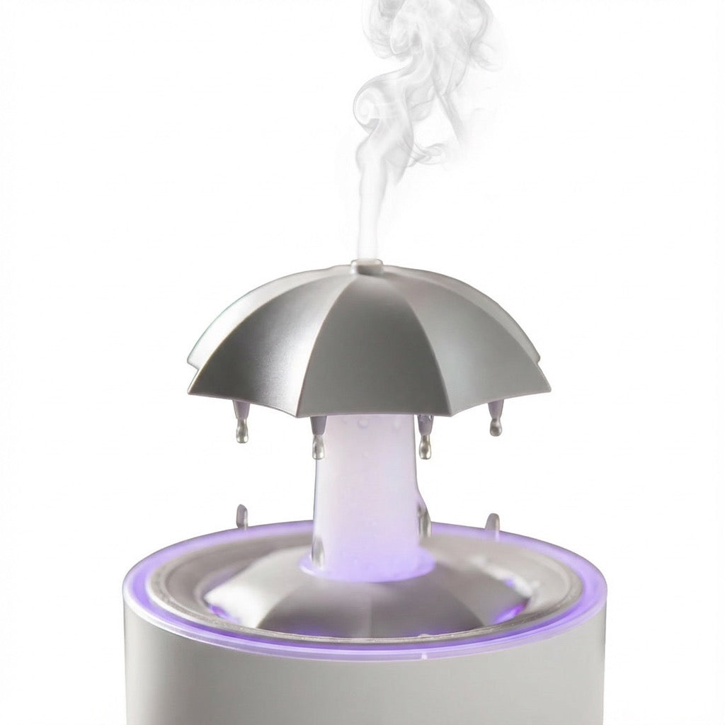REGNDROPPE  - Aromaterapi-Luftfuktare med Roterande Droppar och LED-ljus.
