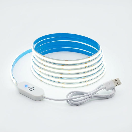 GLÖDSTRIP - LED COB-ljuslist med touchdimmer – flexibel diodremsa, 5V USB, linjär inomhusbelysning för rum, DIY, TV-, spegel- och bakgrundsbelysning samt väggdekoration