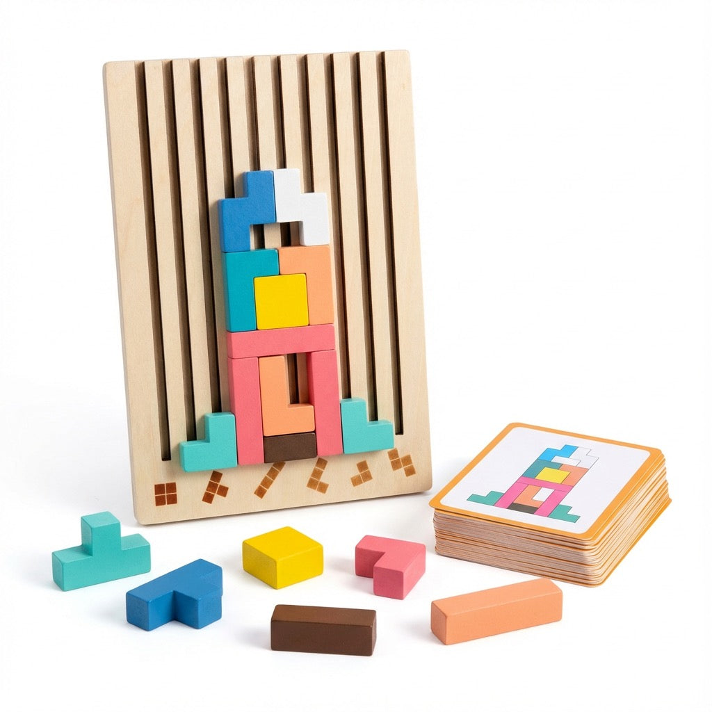 BYGG & TÄNK – Pedagogiskt Träpussel i Montessori-stil