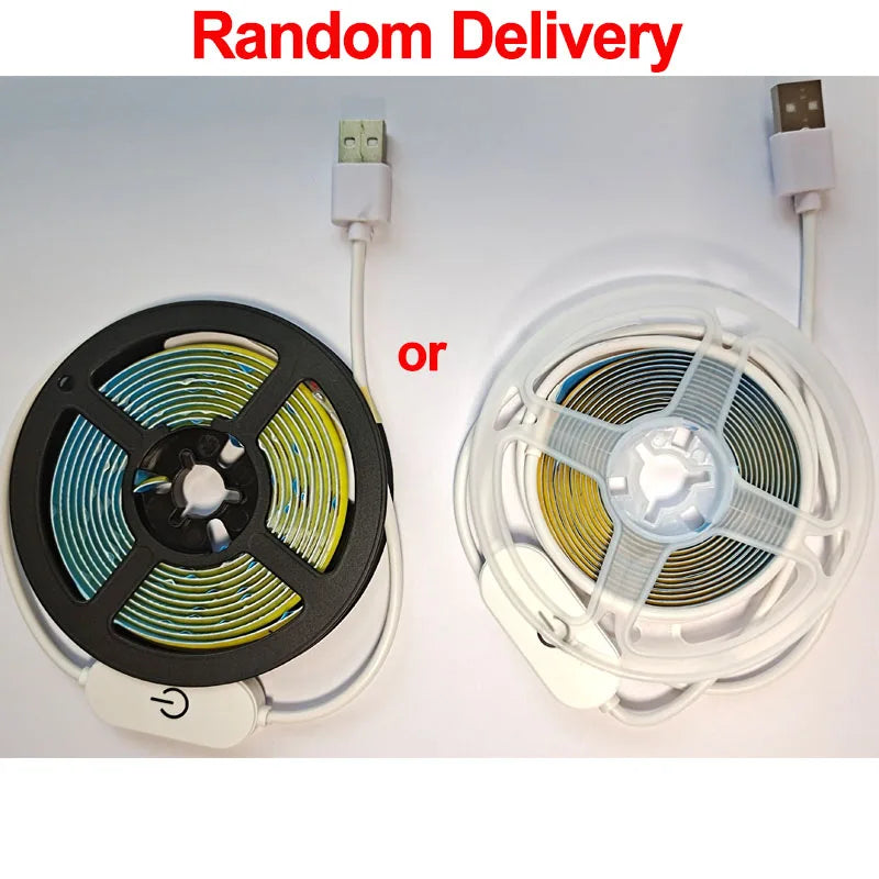 GLÖDSTRIP - LED COB-ljuslist med touchdimmer – flexibel diodremsa, 5V USB, linjär inomhusbelysning för rum, DIY, TV-, spegel- och bakgrundsbelysning samt väggdekoration