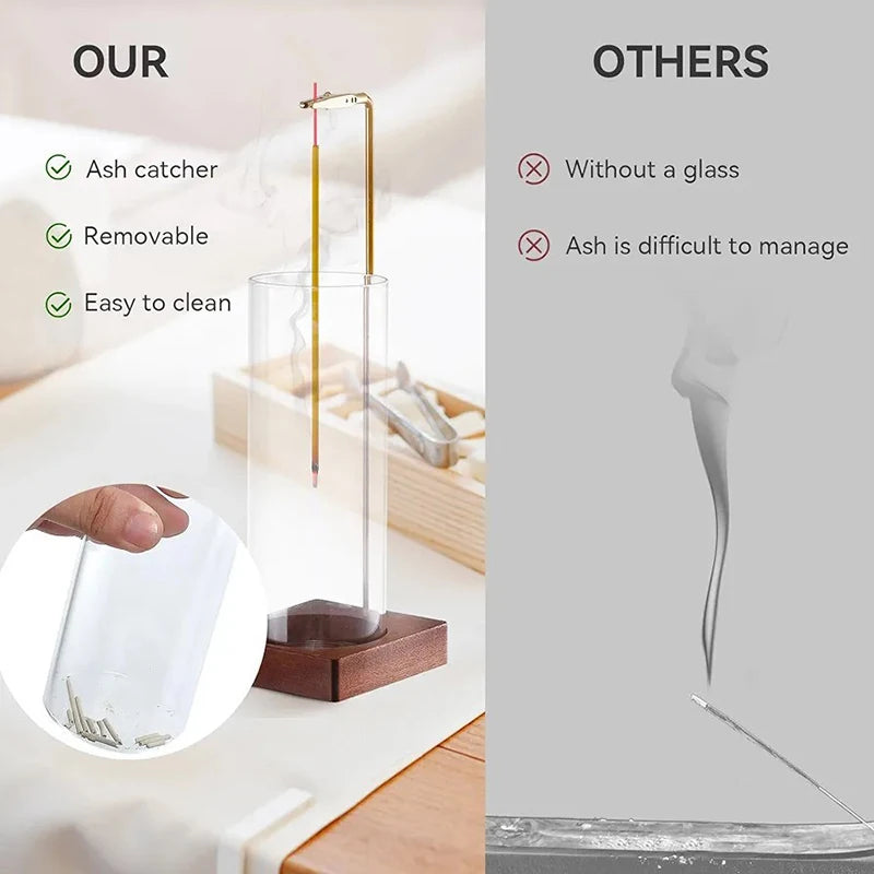 SERENI - Modern Rökelsehållare i Glas & Trä